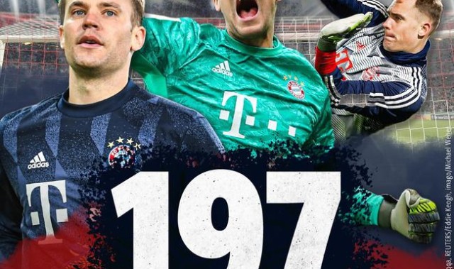  诺伊尔复出即创德甲零封纪录  